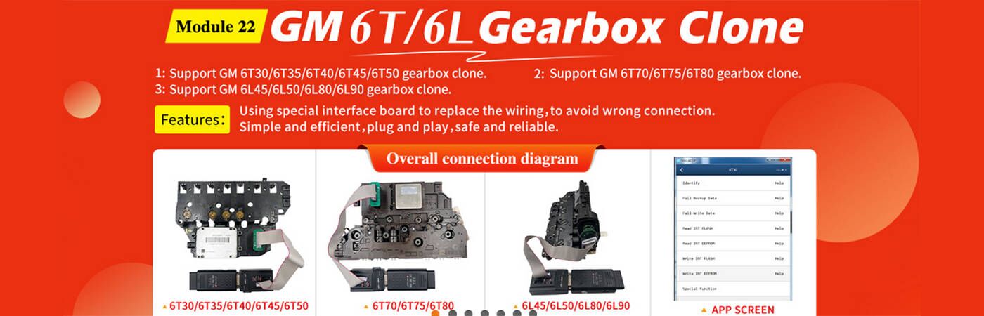 Yanhua Mini ACDP Module 22 GM6T/6L Gearbox Clone Module with license A400, support 6T30/6T35/6T40/6T45/6T50/6T70/6T75/6T80 and GM 6L45/6L50/6L80/6L90 gearbox clone